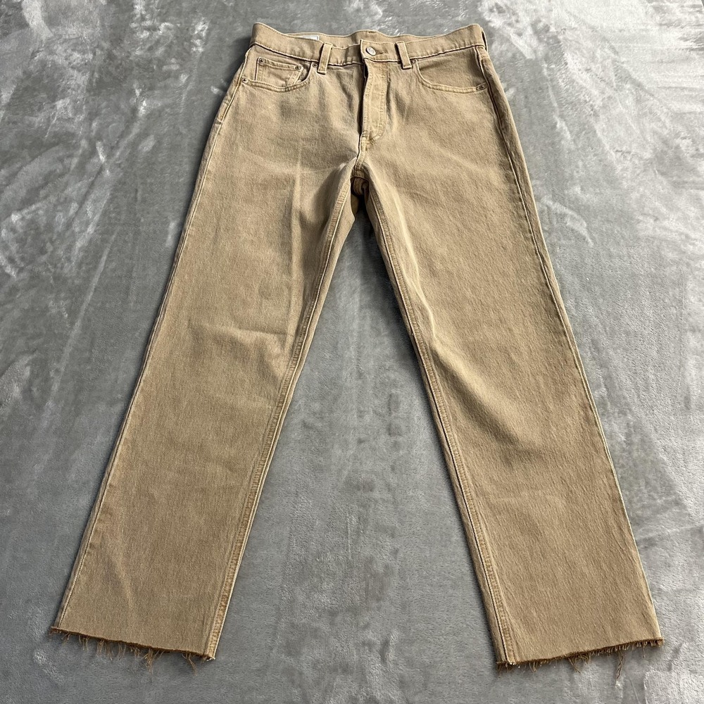 Gap Cheeky Straight Jeans Womens 6‎ Beige High Rise Button Fly Raw Hem Denim